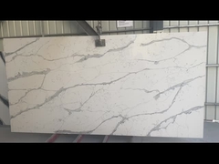 OLR9104 - White Kitchen Worktops Smooth Quartz Slab Kekerasan Mohs
