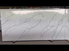 Prefab Quartz Slabs 126X63' White Island Quartz Kamar Mandi Meja