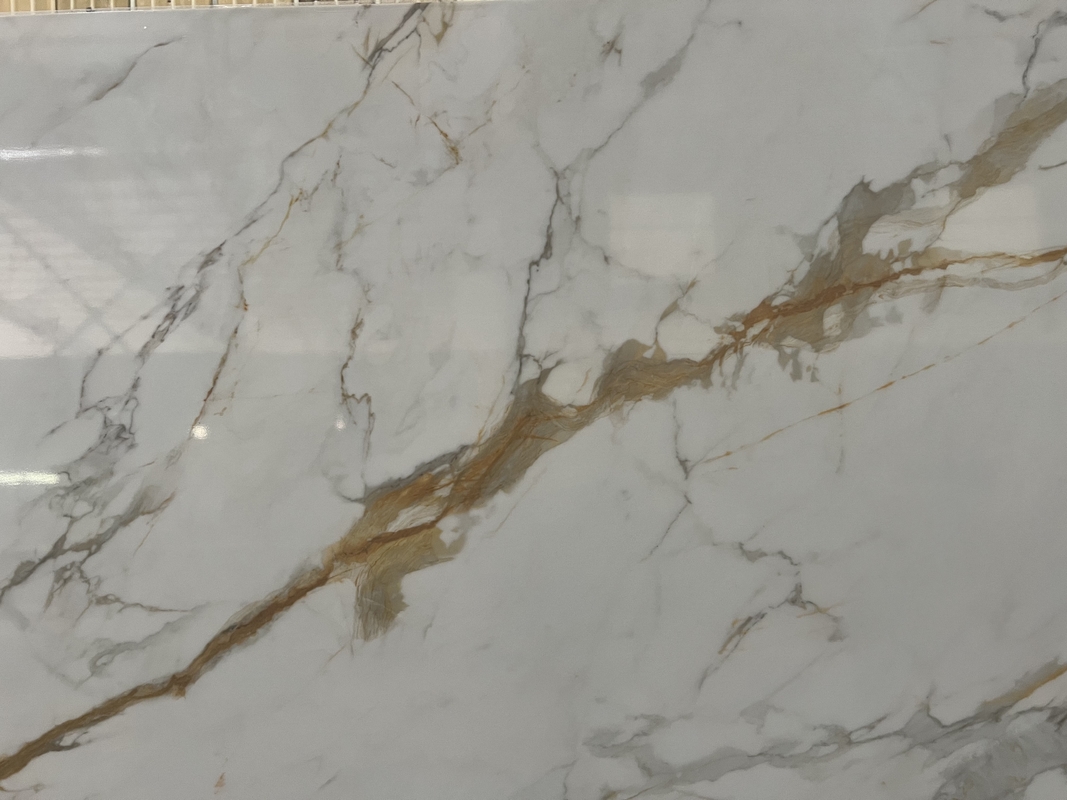 OLC510T Calacatta Gold Batu Cetak Favorit Kontraktor Dan Grosir Slab Teknologi Cetak Inkjet HD