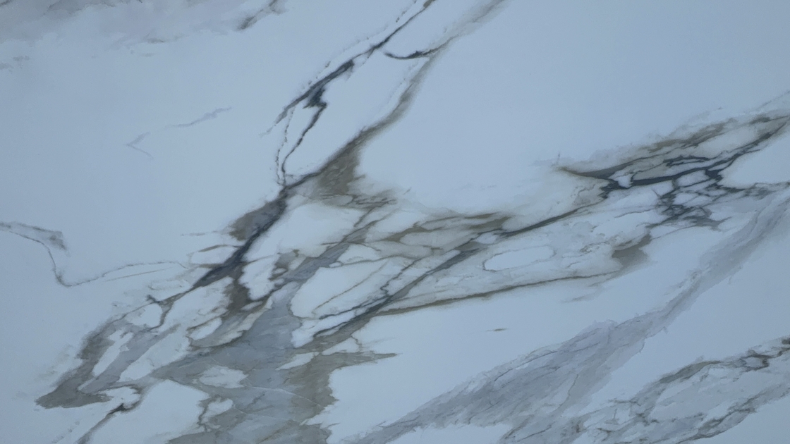 OLK1003G Calacatta Gold Koleksi Baru Vain To Full Body Printed Quartz Stone Teknologi Cetak Inkjet HD Slab