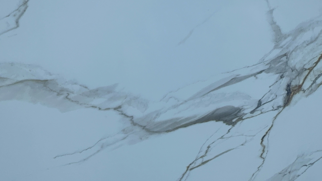 OLK1003G Calacatta Gold Koleksi Baru Vain To Full Body Printed Quartz Stone Teknologi Cetak Inkjet HD Slab