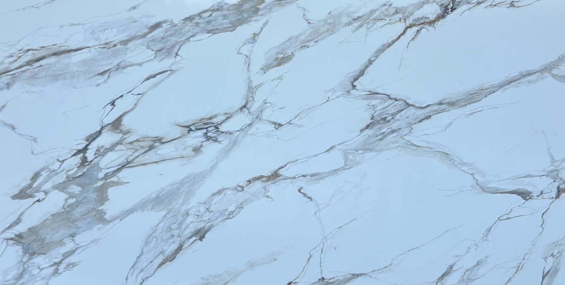 OLK1003G Calacatta Gold Koleksi Baru Vain To Full Body Printed Quartz Stone Teknologi Cetak Inkjet HD Slab